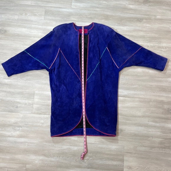 VTG Mary Hoffman Electric Blue Leather Coat Handmade Custom One of Kind - Picture 5 of 16